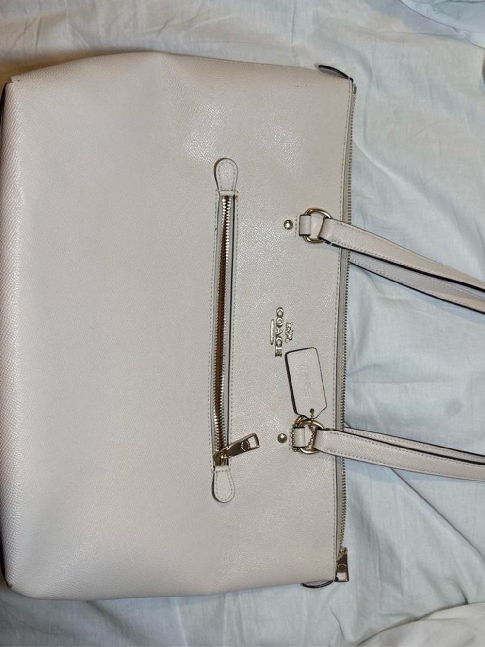 Coach Pebbled Leather Tote in Pale Pink with Gold Hardware